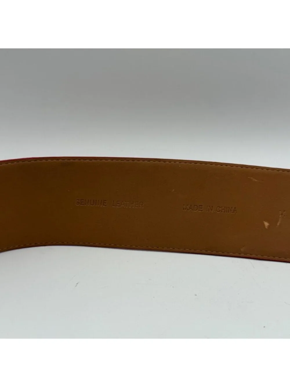 Vintage Oscar de la Renta Red Genuine Sueda Leather Studded Detail Belt Size M